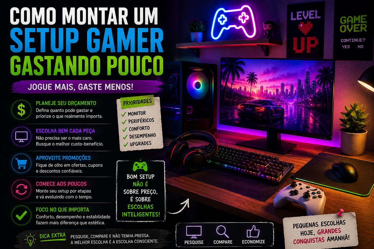 Como montar um setup gamer gastando pouco